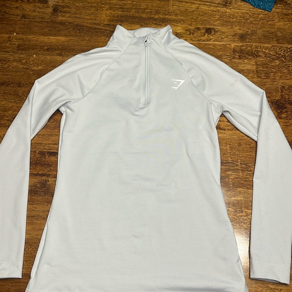 Gymshark light gray quarter zip